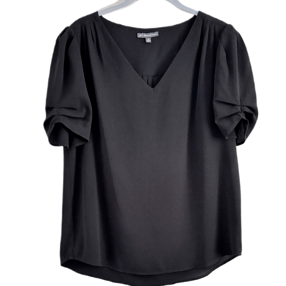 Adrianna Papell Black V-Neck Blouse